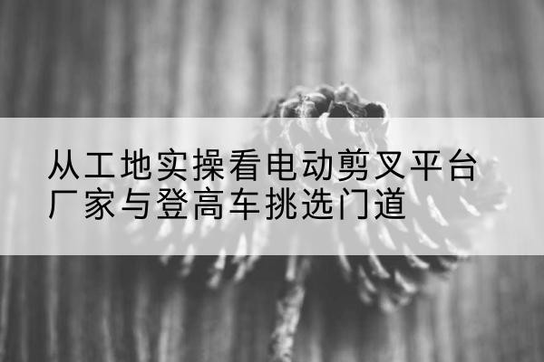 鄄城电动剪叉升降平台厂家-从工地实操看电动剪叉平台厂家与登高车挑选门道